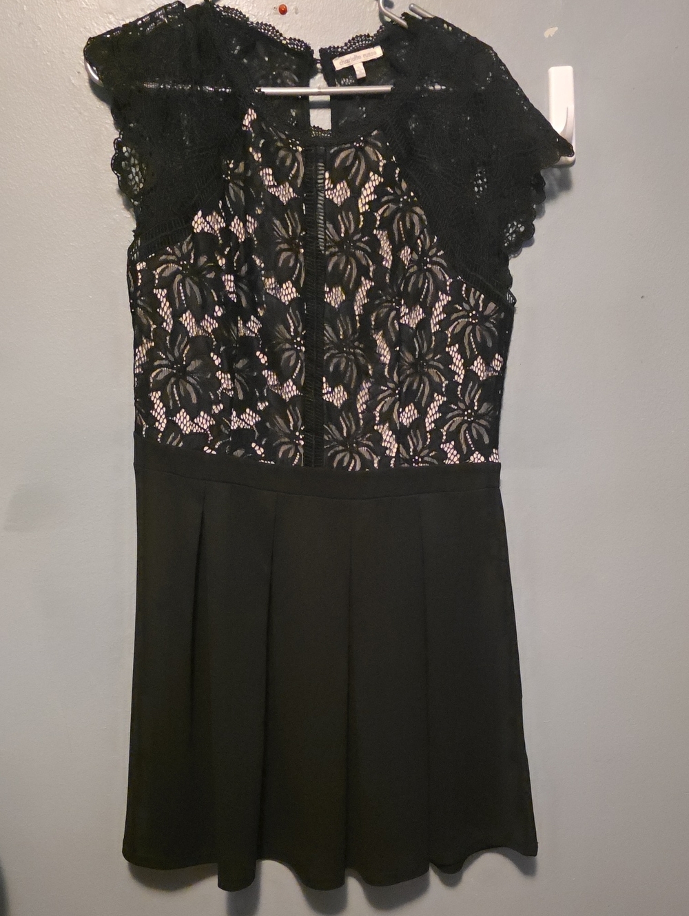 Vintsge Charlotte Russe Black Lace Overlay Fit & Flare Dress